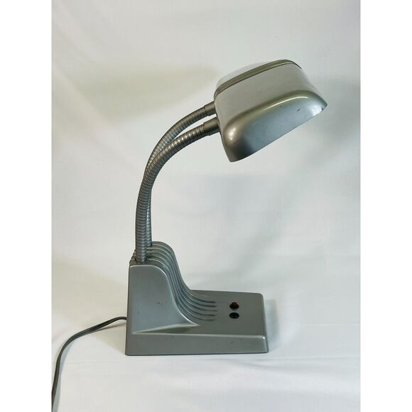 VTG 1950's DAZOR Art Deco Goose Neck Desk Lamp MCM Model 1000 Fluorescent - Picture 2 of 11